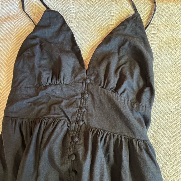 Abercrombie & Fitch Linen Blend Maxi Dress, Black, Size Medium Tall - Picture 3 of 12